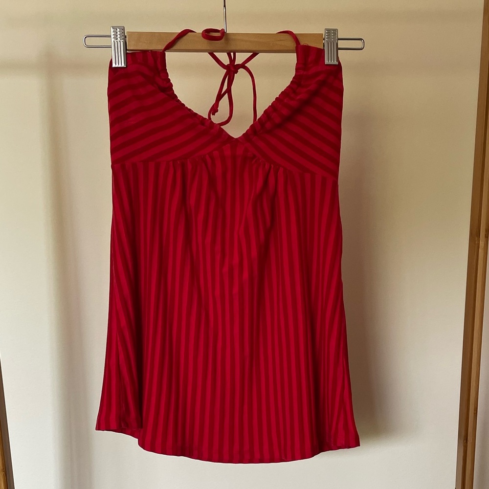 Ella Moss Red Striped Tie Neck Halter Top. XS.